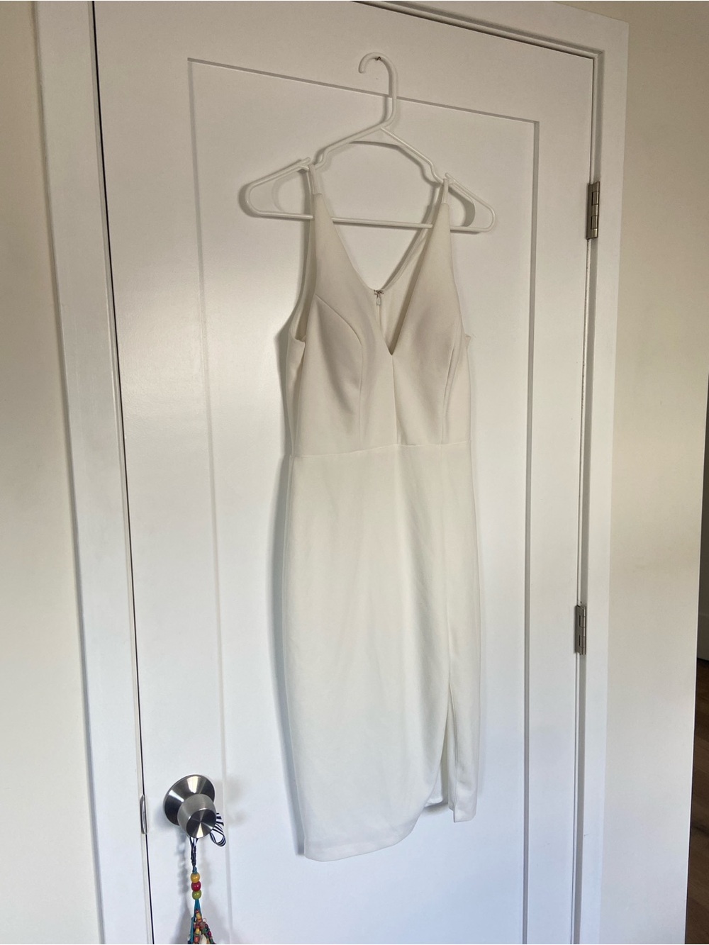 BHLDN White V-Neck Sleeveless Midi Dress